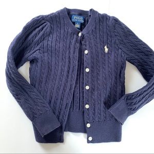 POLO Ralph Lauren Navy Button-up Sweater Girls 5